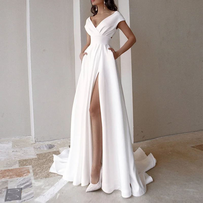 Must Haves Artful Design Melrose White Off Shoulder Elegant Gown