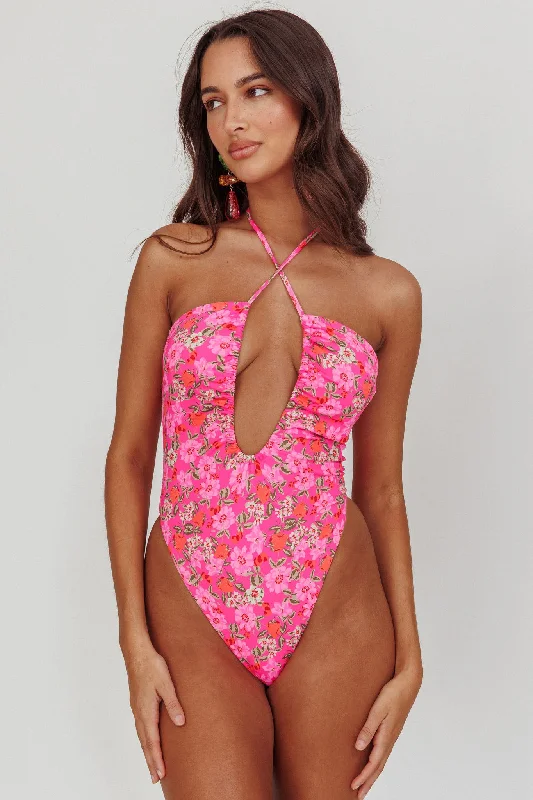 Statement Fashion Offers Great Deals On Ethnic Cultural Wear Theia Halterneck One Peice Swimsuit Pink Floral