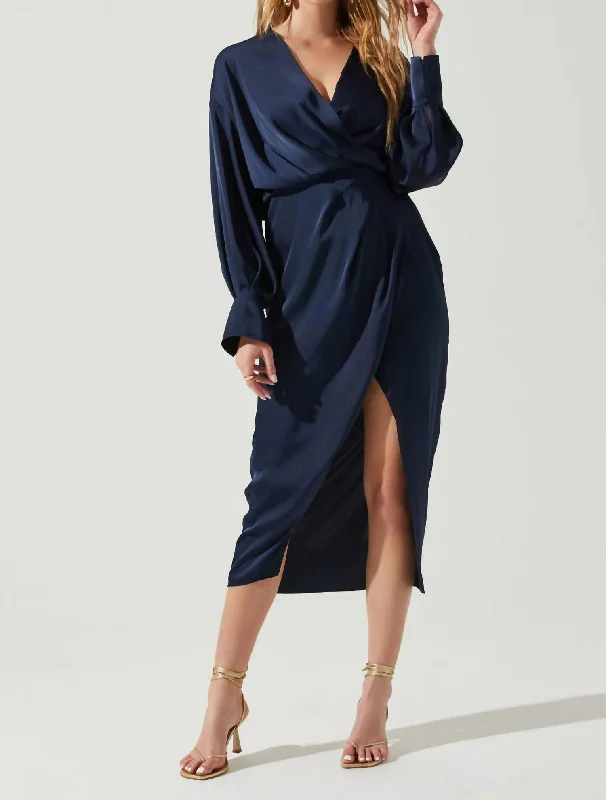 Seasonal Sale Charming Silhouette Sadyra Midi Dress In Midnight Blue