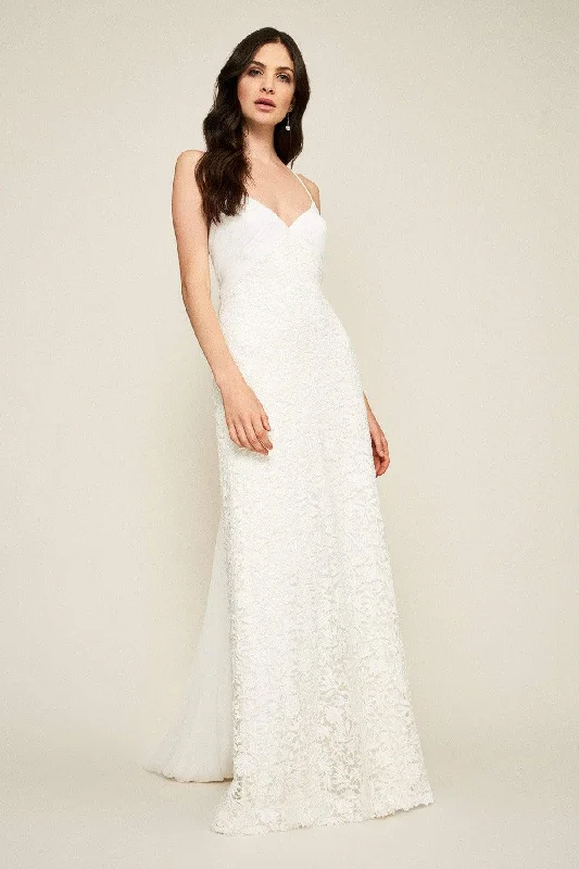 Absurdly Cheap Sale Nordic Minimalist Home Look Tadashi Shoji - BDS18865LBR Laced V-Neck Sheath Bridal Gown