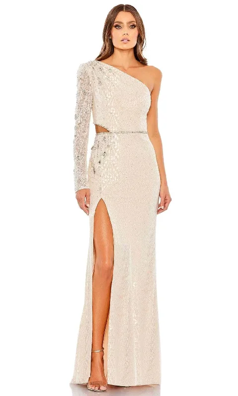 Classic Modern Offers Romantic Detailing Mac Duggal 11306 - Long Sleeve Asymmetric Lace Dress