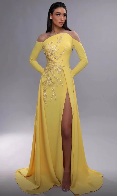 Effortless Style, Endless Impact Parisian Effortless Chic Style MNM Couture K4089 - Long Sleeve Evening Dress