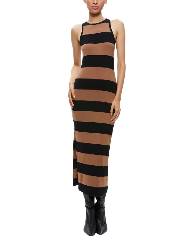 Sleek Style Discounts Casual Chic alice + olivia Pania Rib Side Slit Midi Dress