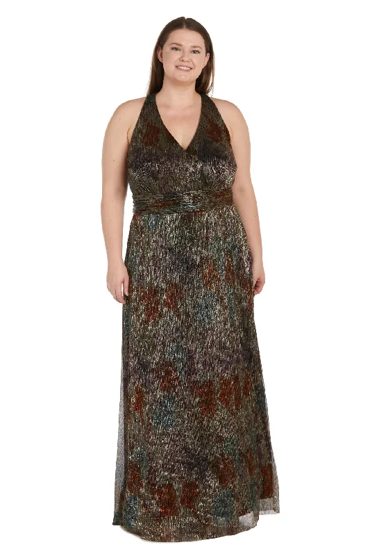 Top Brand Discounts Flash Sale Plus Size Long Printed Women's Metallic Evening Gown