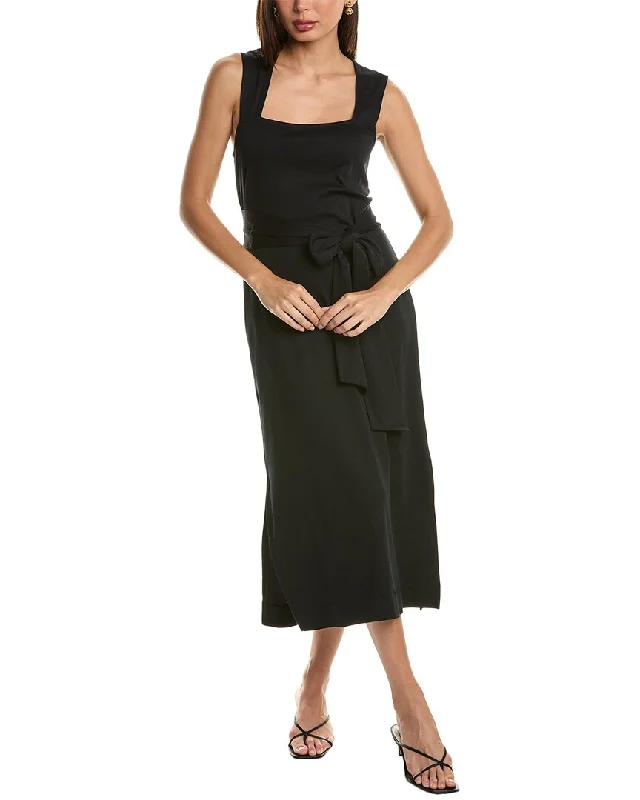 Top Deals Vintage Elegance Vince Tie Waist Midi Dress
