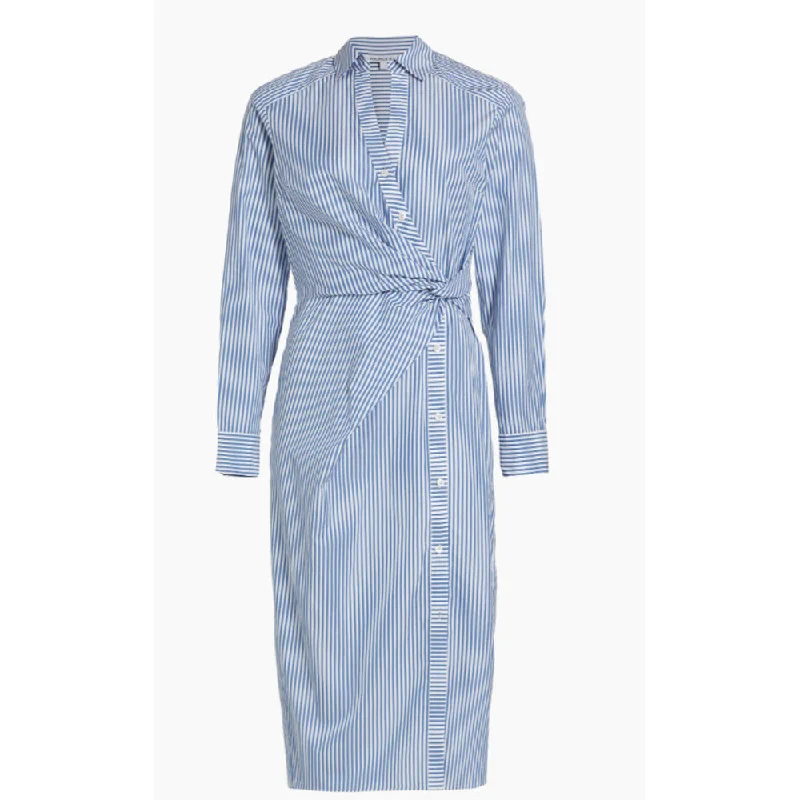 Essentials On Sale Effortless Comfort Veronica Beard Women's Wright Light Blue White Striped Midi Dress