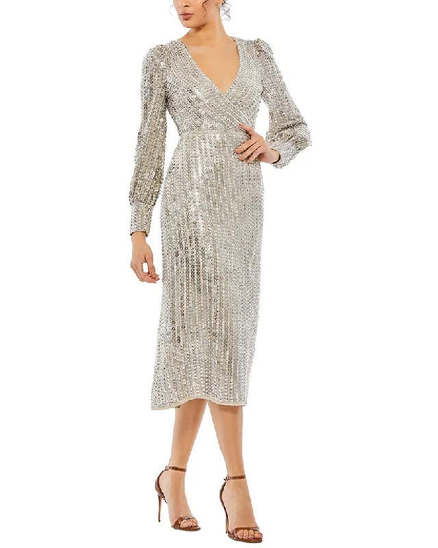 Hurry Before It'S Gone Polished Finish Mac Duggal Midi Dress