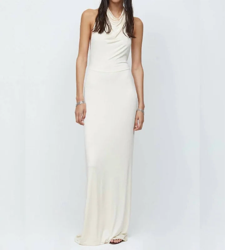 Exclusive Sale Casual Elegance Ariel Halter Maxi Dress In Cream