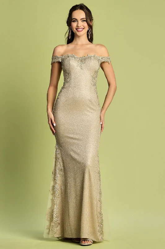 Season Sale Modern Glamour Adora 3118 Prom Long Mermaid Metallic Glitter Formal Dress