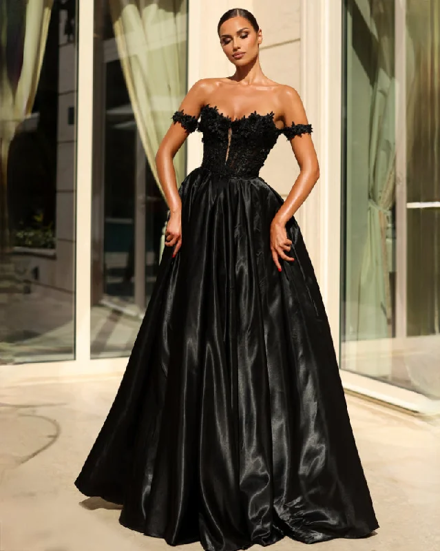 Refined Fashion Sale Alluring Design Celia Off Shoulder Corset Gown - Black