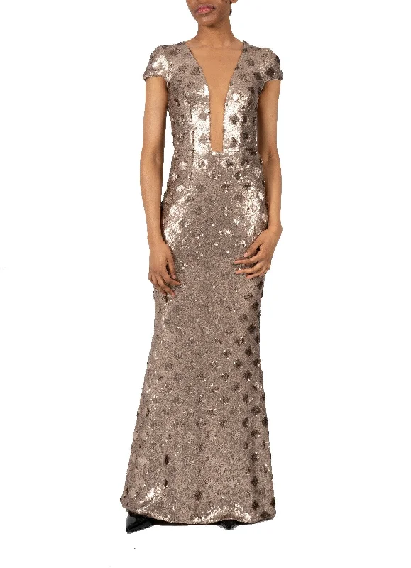 Limited Time Offers Contemporary Chic DRESS THE POPULATION-MICHELLE SEQUIN GOWN