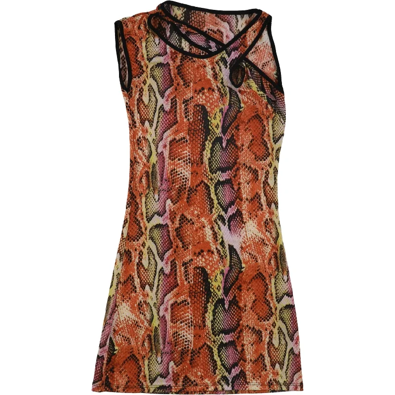 Imeless Style Bold Silhouette Tags Weekly Womens Cross Back Snak Print Bodycon Dress, Multicoloured, X-Small