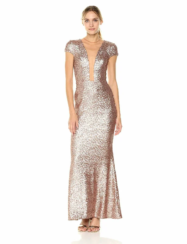 Seasonal Style Discounts Dreamy Aesthetic DRESS THE POPULATION-MICHELLE SEQUIN GOLD GOWN