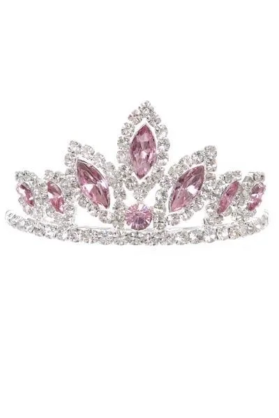 Luxury Casual Deals Classic Appeal Girls Pink Stone Mini Silver Tiara with Comb