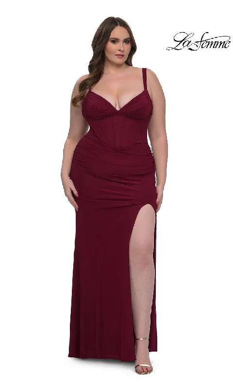 Mega Sale Feminine Elegance Long Plus-Size Prom Dress: La Femme 33015