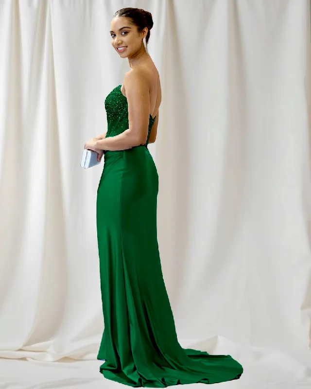 Casual Fashion Limited - Stock Odette Strapless Corset Gown - Emerald