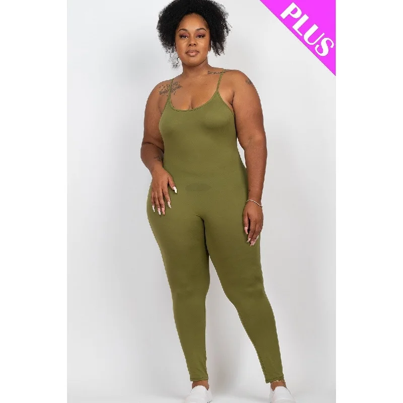 Big Savings Timeless Elegant Sleeveless Plus Size Solid Bodycon Cami Jumpsuit