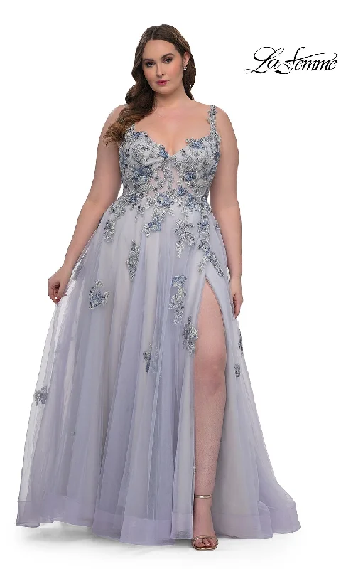 Style Upgrade Graceful Movement Long Plus-Size Prom Ball Gown: La Femme 32412