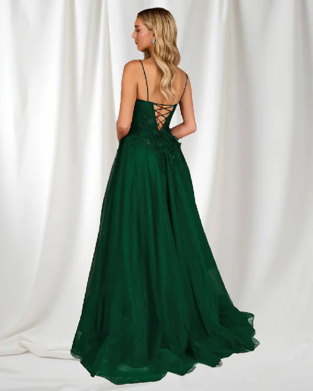 Boutique Styles Flash Sale Patrice Corset Tulle Gown - Emerald