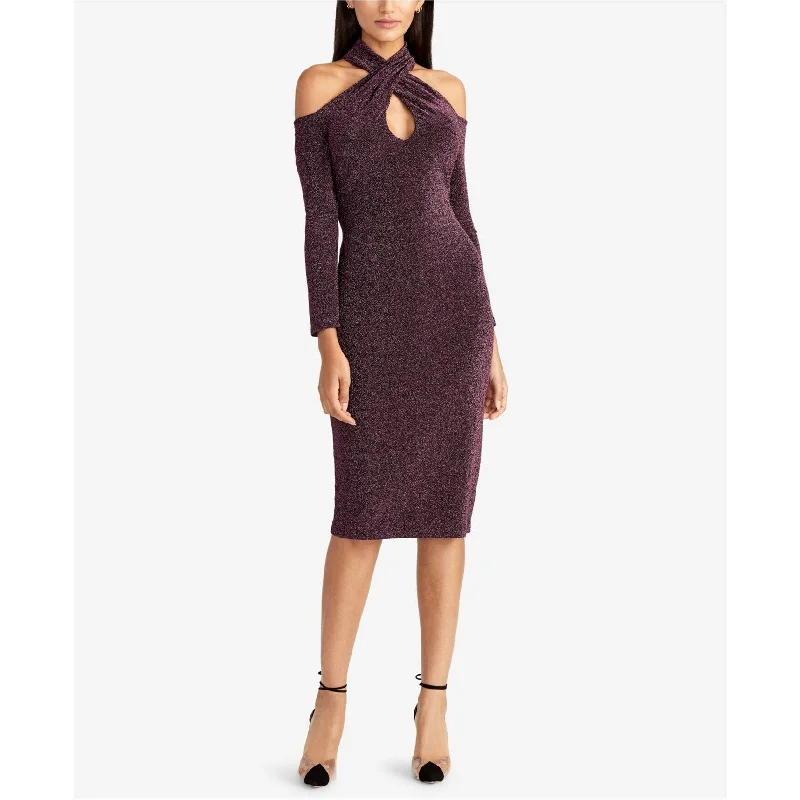 Hot Trends Luxury Style Rachel Roy Womens Metallic Bodycon Cocktail Dress, Purple, X-Large