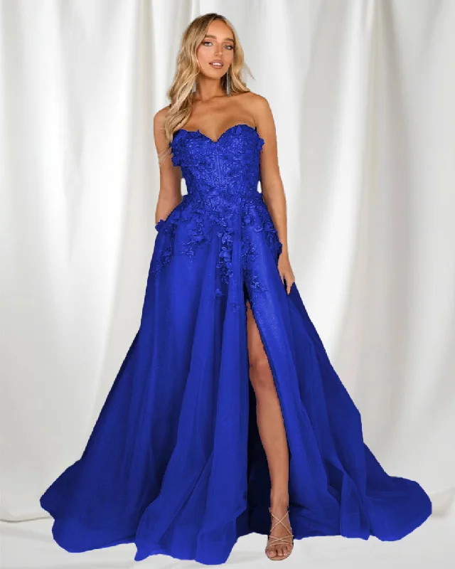 Urban Fashion Save On Classic Elegant Styles Paula Corset Tulle Gown - Cobalt