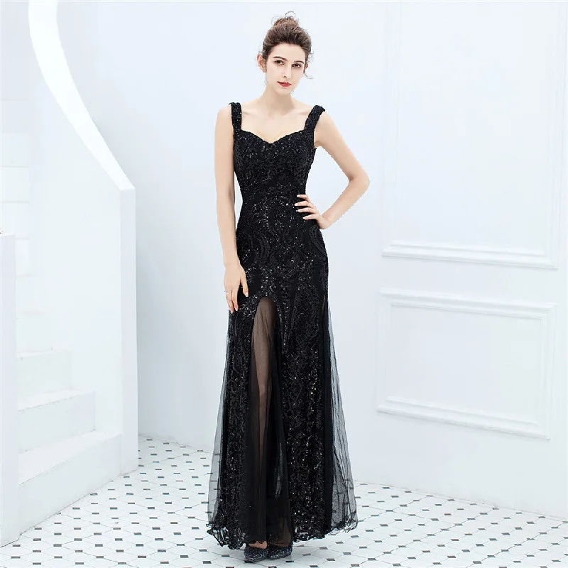 Trendy Street Style Urban Sophistication Fiona Back Low-cut Sequin Mermaid Formal Dress